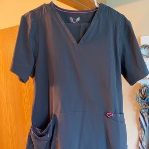 Grey and Carribean Blue Smitten Scrub Sets